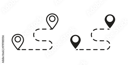 Route icon with editable stroke and flat vector pack