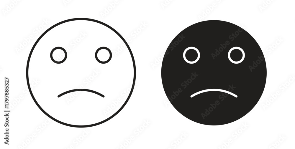 Fototapeta premium Sad icon with editable stroke and flat vector pack