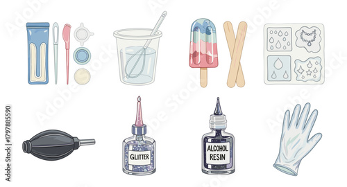 Crafting set for diy resin jewelry and popsicle mold creations