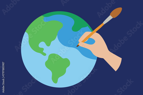 Hand Painting Earth Canvas Vector