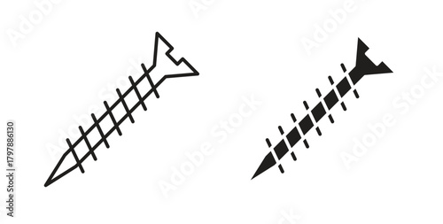 Screw icon with editable stroke and flat vector pack