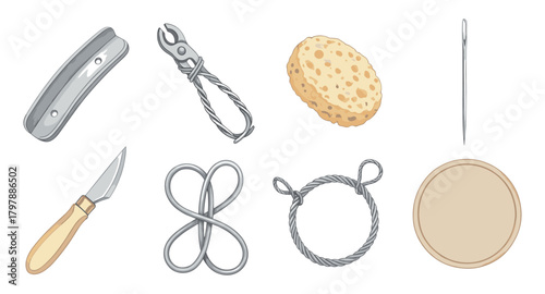 Vintage grooming and bath essentials collection in soft pastel style