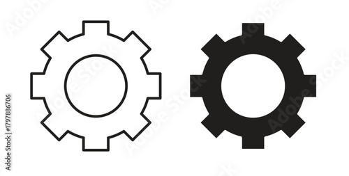 Settings button icon with editable stroke and flat vector pack