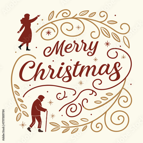 “An elegant warm Christmas greeting typography design featuring decorative festive lettering, ideal for cards, social media posts, and brand visuals.”