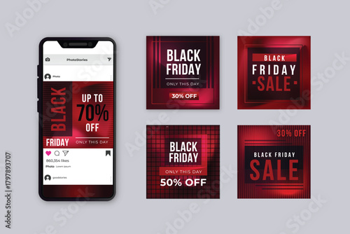 black friday instagram post collection vector design illustration