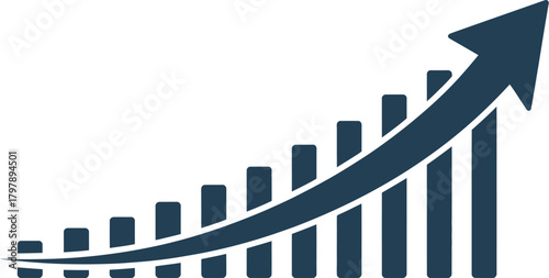 Ascending Bar Chart with Arrow Illustrating Growth, Progress, and Business Success in a Dynamic Way