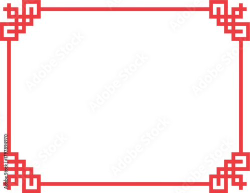 Elegant Chinese Frame Traditional Red Border Design for Festive Occasions and Decorative Elements