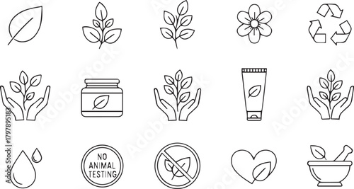 Collection of natural and organic product icons
