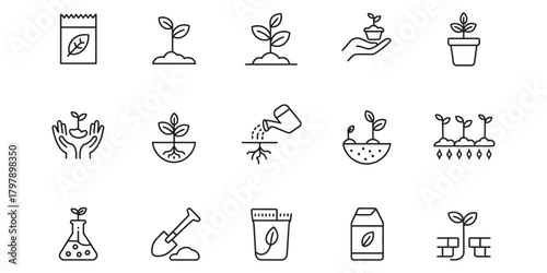 Discover the beauty of new beginnings with this sprouting seedlings line art, perfect for a modern environmental sustainability campaign or gardening guide