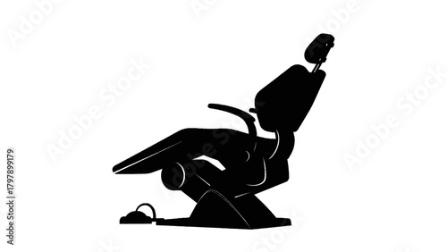 Vector illustration of black silhouette of a modern dental chair on a transparent background