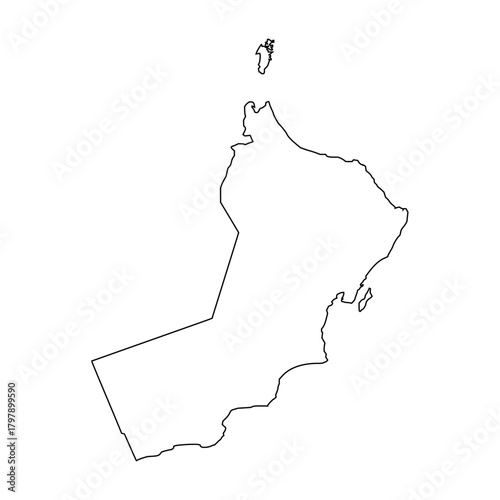 Oman outline map. Oman map vector. Oman map on white background