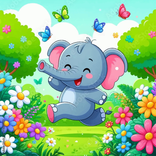 elephant, cartoon, animal, illustration, vector, baby, mammal, art, cute, fun, safari, wild, character, wildlife, funny, drawing, zoo, design, comic, nature, toy, happy, animals, pink