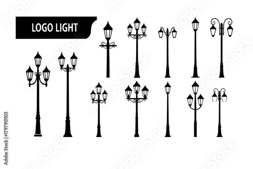 Street Light Eps Vector, Silhouette, Logo, Street Light Eps Vector Cut Files for Cricut Design, Street Light Digital Commercial Clipart
