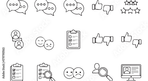 Customer feedback and review icons, illustrating opinions and satisfaction
