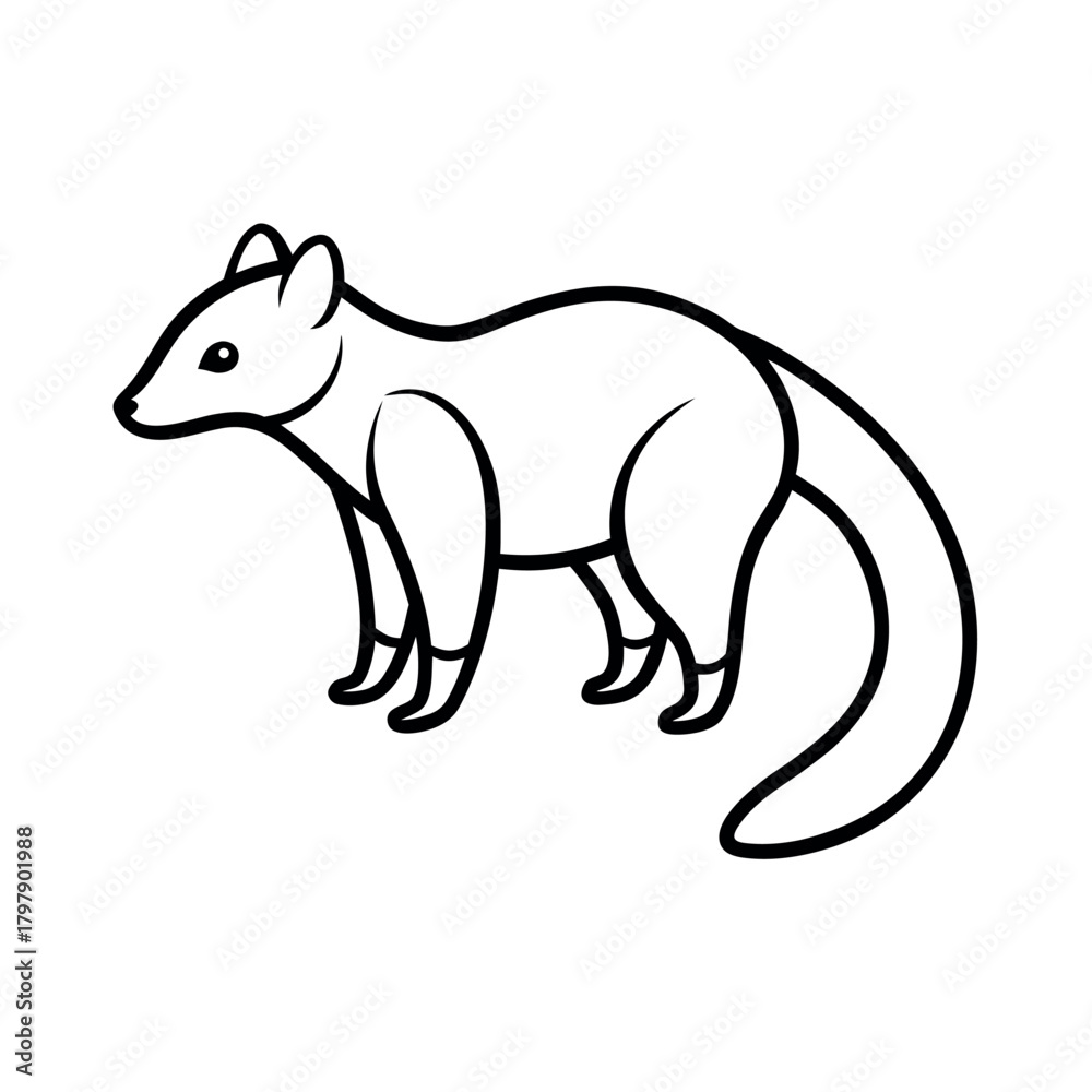 Fototapeta premium Coati Outline Line Art Vector Illustration