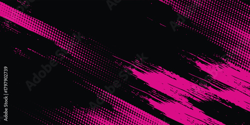 Black pink brush pattern car sticker, banner, sporty abstract lines, black pink color combination, eps 10