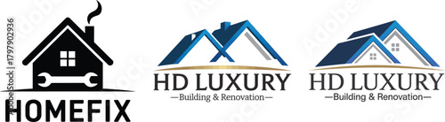 Home Fix and HD Luxury Building Renovation Logos hd luxury house