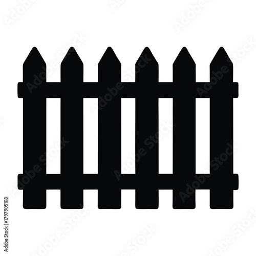 Simple black fence silhouette on a white background creating privacy
