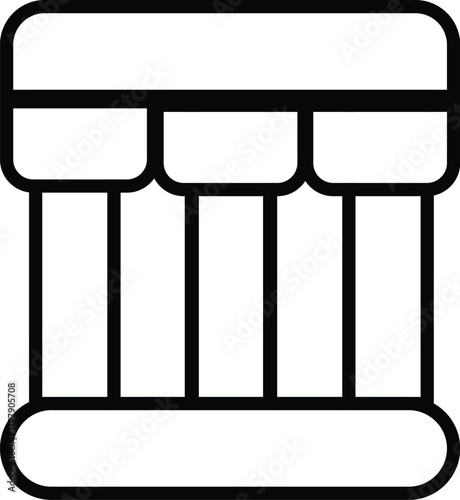 Bank, museum, or court building with columns outline icon