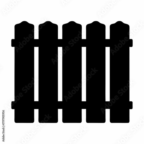 Silhouette of a classic wooden fence, garden perimeter marker vector illustration