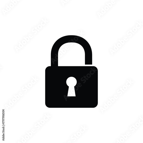 Simple black icon of a padlock on a white background