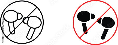 No earbuds allowed  icon vector graphic illustration  with white background flat hand made icon fill icon .