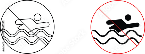 no swimming  icon vector graphic illustration  with white background flat hand made icon fill icon .
