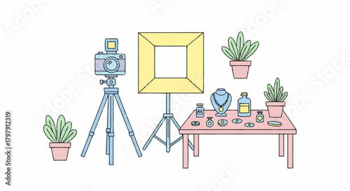 Jewelry Photography Studio Setup Illustration