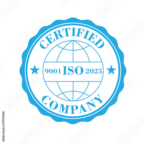 ISO 9001:2015 certified symbol vector illustration, Certified Company Certificate ISO 9001:2015, Quality Certificate, ISO mark certification, International organization for standardization logo vector