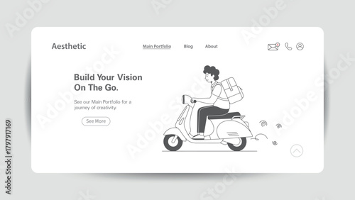 Person riding scooter with backpack on a journey of creativity moped motorcycle