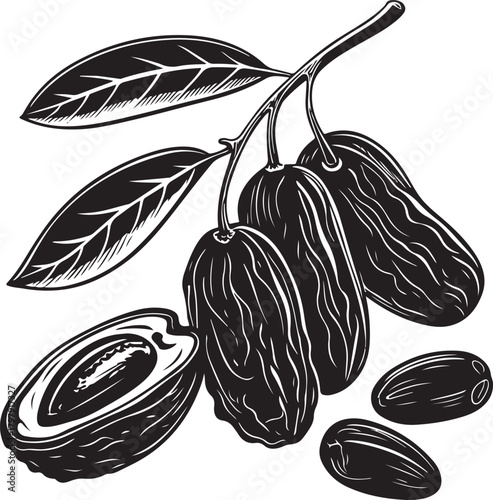 date fruit flat vector silhouette	