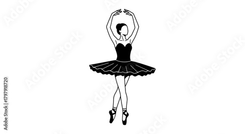Elegant ballerina dancer in classic pose minimalist illustration