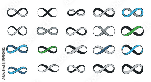 Infinite symbol collection vector icons with diverse colors.
