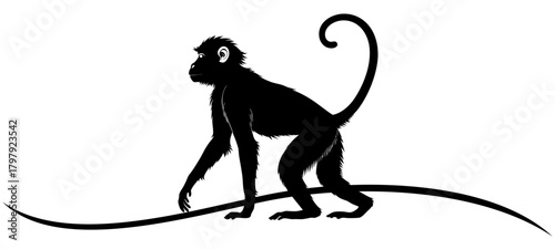 Illustration of a silhouette of a monkey for Monkey Day of vektor