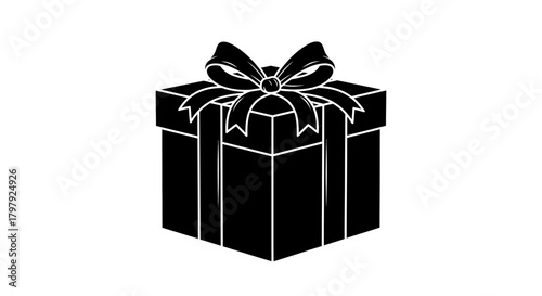 Gift box silhouette with bow icon for festive celebrations
