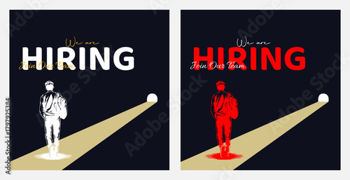 Modern and creative hiring square banner template design for social media post, We are hiring job vacancy social media post banner design template