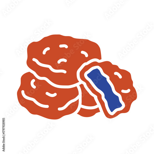 Fried Chicken Nuggets Glyph Vector Icon