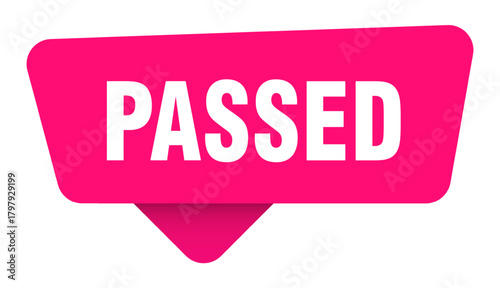 passed magenta sticker isolated on transpatent background. passed sign