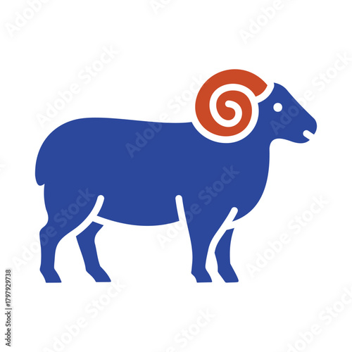 Standing Ram Sheep Black Glyph Icon