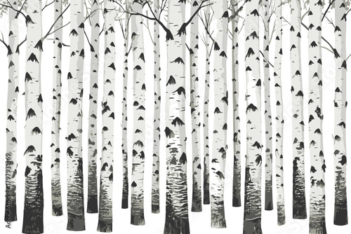 Birch trees texture vector illustration