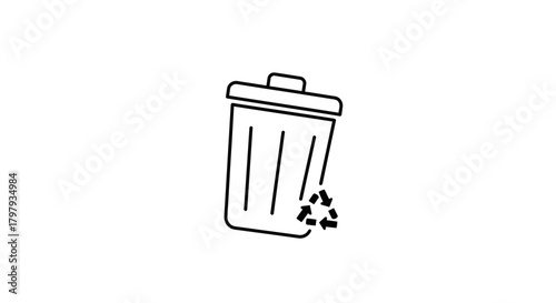 Recycle bin icon with recycling symbol for eco-friendly design
