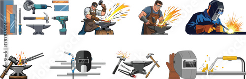 Metalworking Tools and Industrial Job Graphics