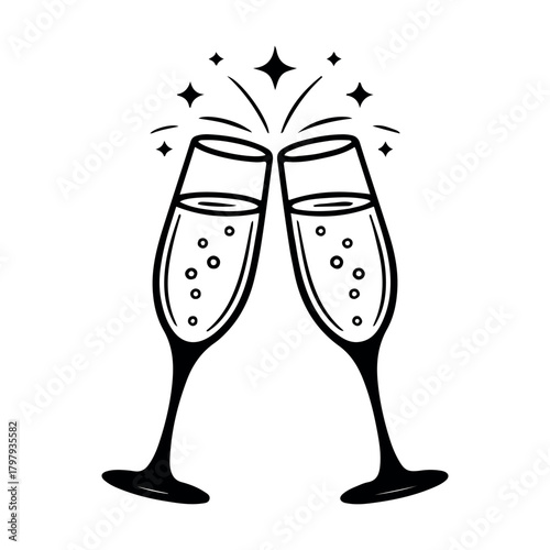 champagne glasses and champagne