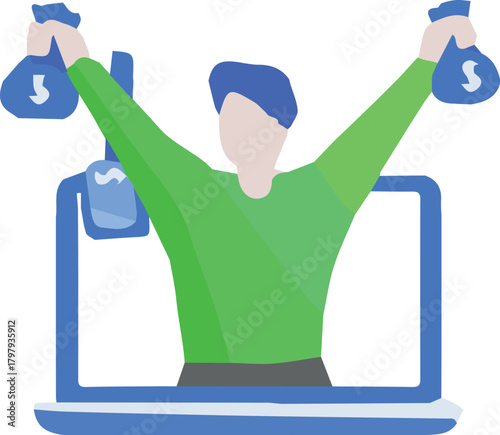Online Earnings Success Illustration