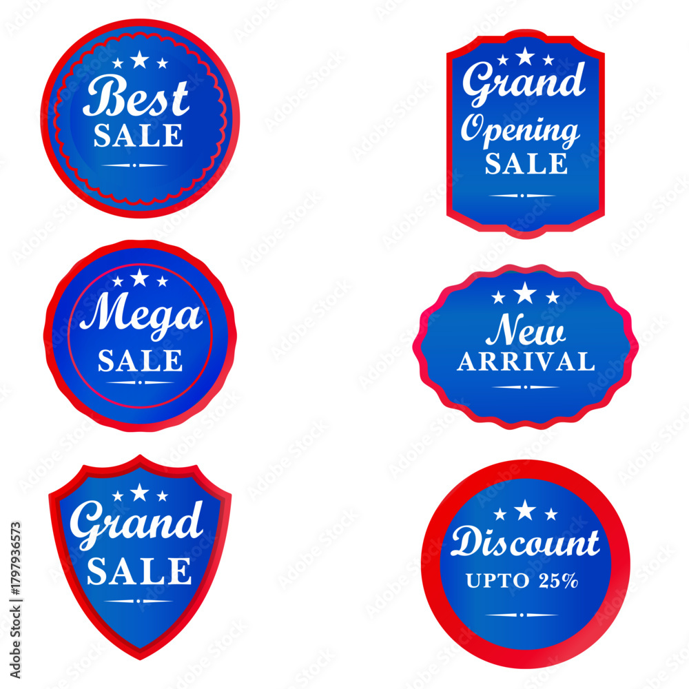 Obraz premium Blue & Red Discount Sale Badges