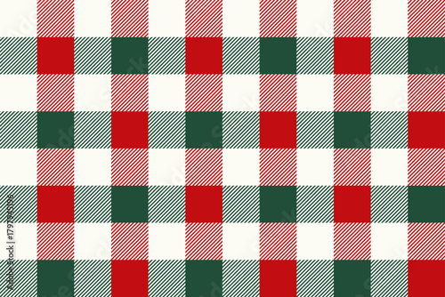 A bold checked Christmas pattern with red, green, and white blocks, styled with diagonal hatching. Perfect for textiles, packaging, crafts, and festive print designs.