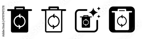 Recycle bin icon illustration representing digital waste removal and restore functions in a modern vector style on a transparent background