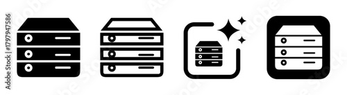 Server icon illustration representing data storage and management in a modern vector style on a transparent background