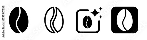 Coffee bean icon illustration with rich roasted aroma in clean vector style on a transparent background