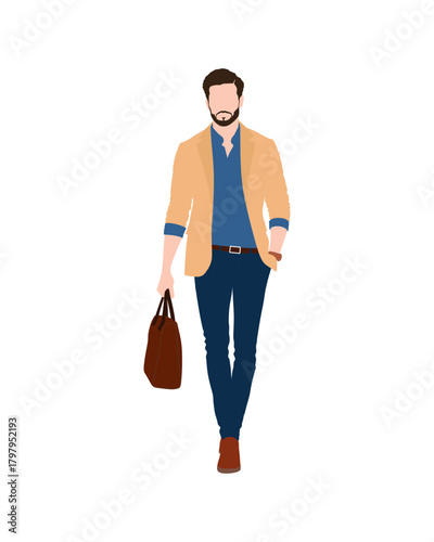 Flat vector people and illustration, man with formal executive outfit